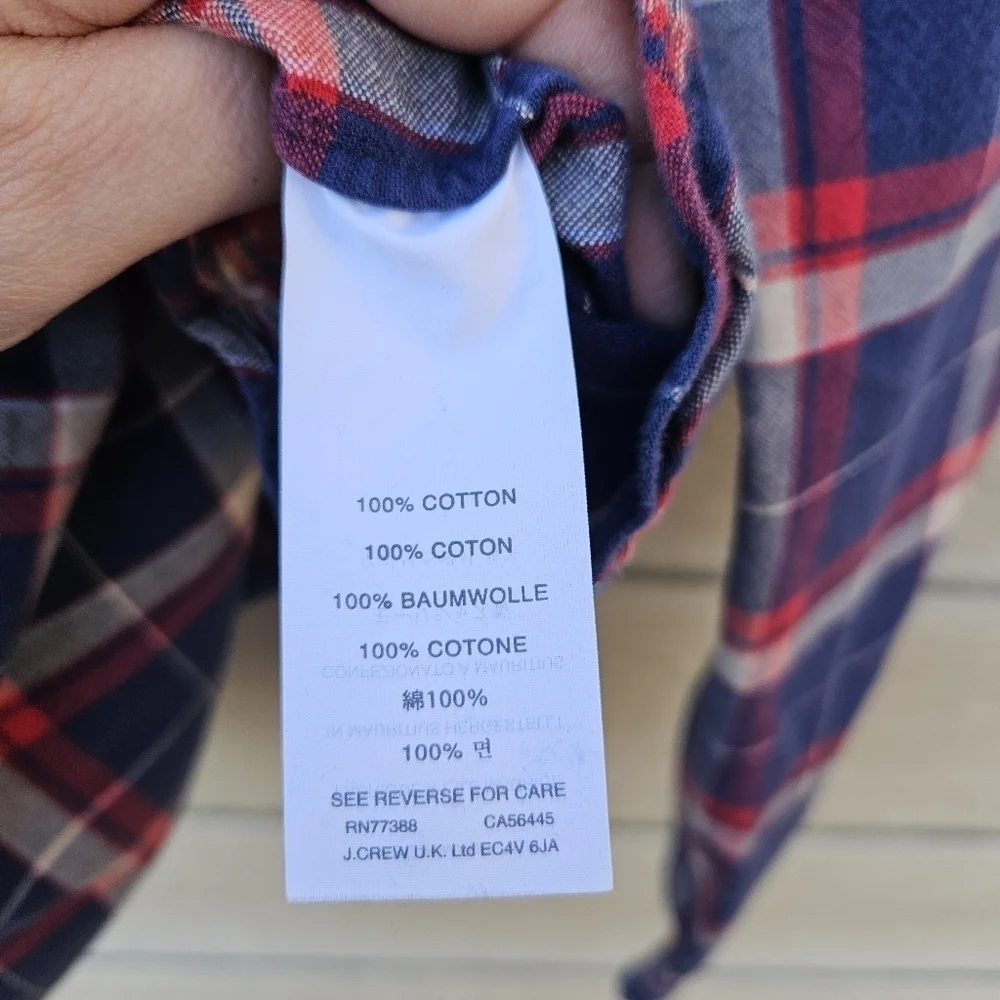 J. Crew slim Oxford button down shirt red blue plaid size large